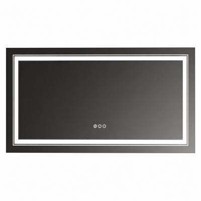 60 In. W X 30 In. H Large Rectangular Frameless Anti-Fog Dimmable Backlit & Front Light Wall LED Bathroom Vanity Mirror