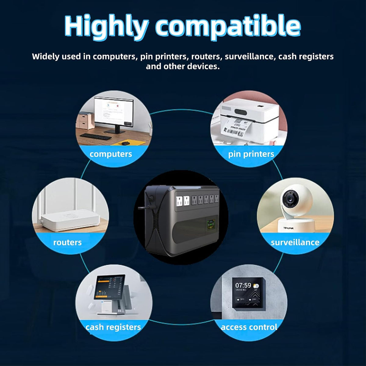 1000VA 500W Offline UPS LCD Battery Backup and Surge Protector for Computer