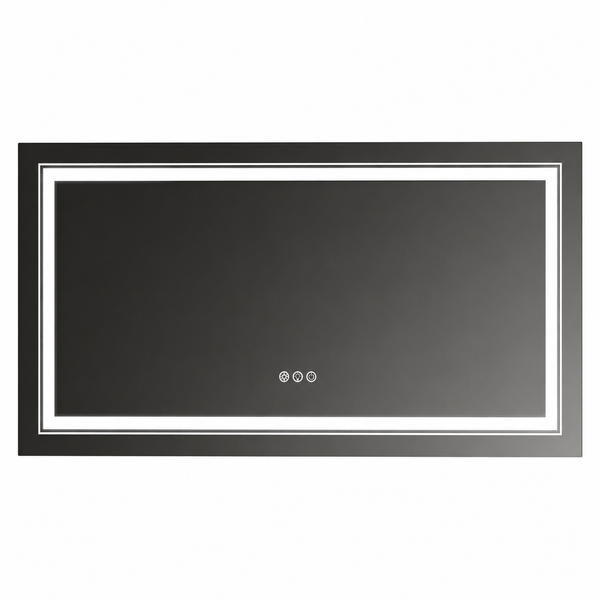 60 In. W X 30 In. H Large Rectangular Frameless Anti-Fog Dimmable Backlit & Front Light Wall LED Bathroom Vanity Mirror