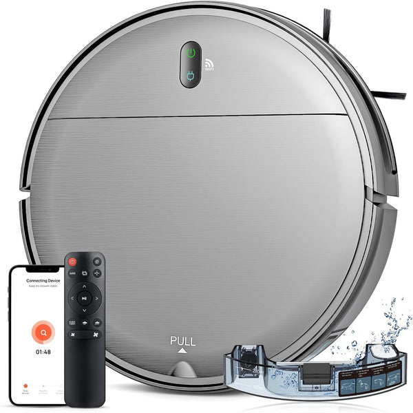 Robotic Vacuum Cleaner Built for Smart Homes, 2-in-1 Vacuum & Mop, App Control, 100 Min Runtime