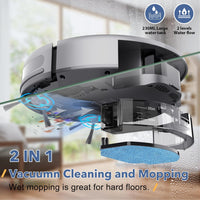 Robot Vacuum and Mop Combo, 2 in 1 Robotic Vacuum Cleaner with Schedule, App/Alexa/Voice Control, Slim 2.87", Self-Charging, Strong Suction & Long Runtime, Ideal for Hard Floor, Pet Hair, Carpet