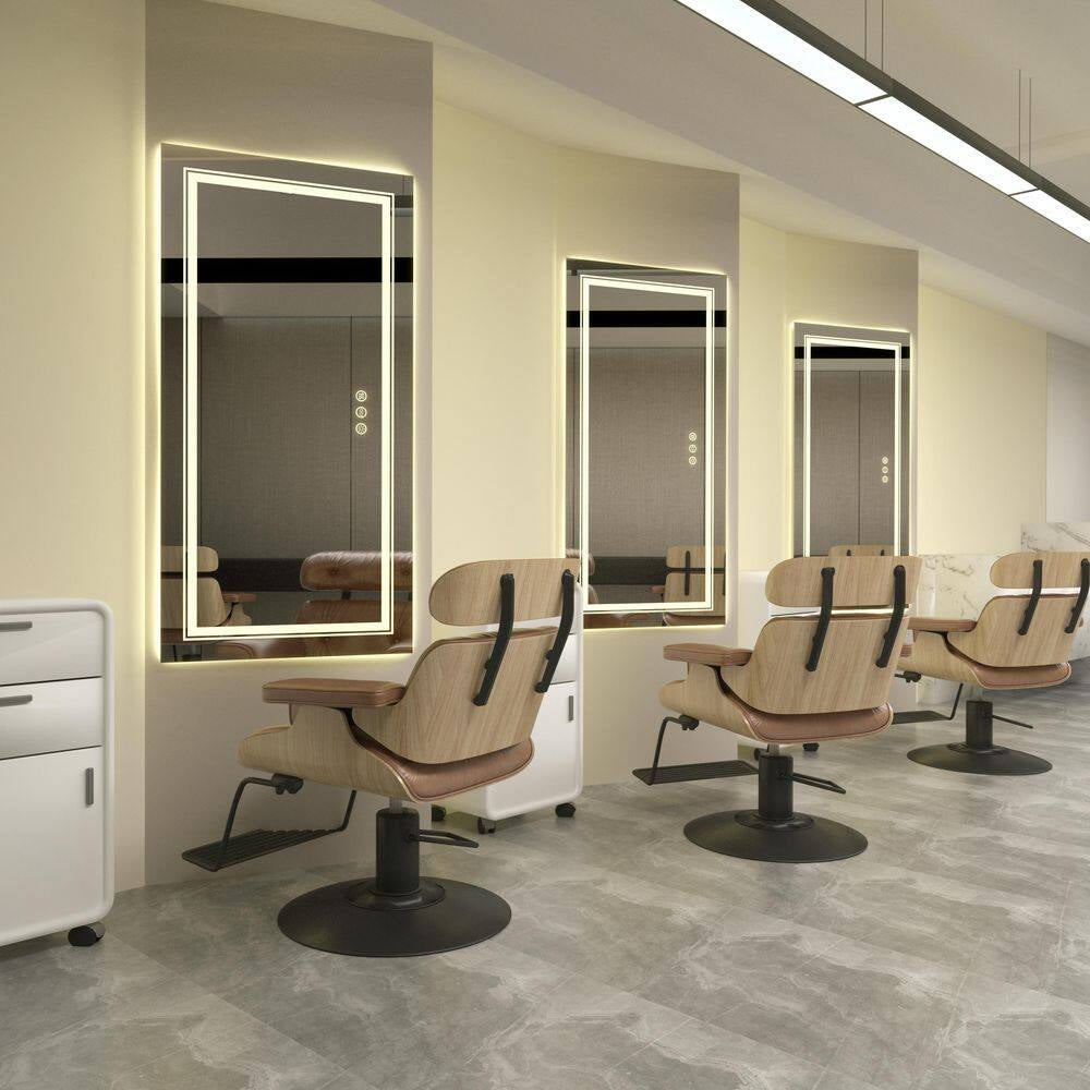 60 In. W X 30 In. H Large Rectangular Frameless Anti-Fog Dimmable Backlit & Front Light Wall LED Bathroom Vanity Mirror