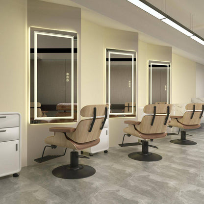 60 In. W X 30 In. H Large Rectangular Frameless Anti-Fog Dimmable Backlit & Front Light Wall LED Bathroom Vanity Mirror