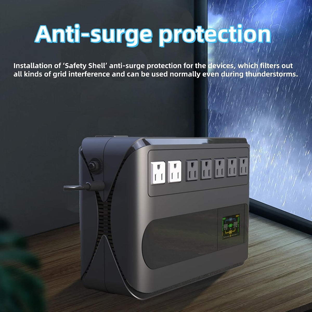 1000VA 500W Offline UPS LCD Battery Backup and Surge Protector for Computer