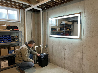 Customer photo of 60X32 Inch LED Bathroom Mirror, Black Framed Gradient Front and Backlit LED Vanity Mirror for Bathroom, 3 Colors Dimmable, Double Wall Mirrors with Anti-Fog, Shatter-Proof, Memory Function (60X32)