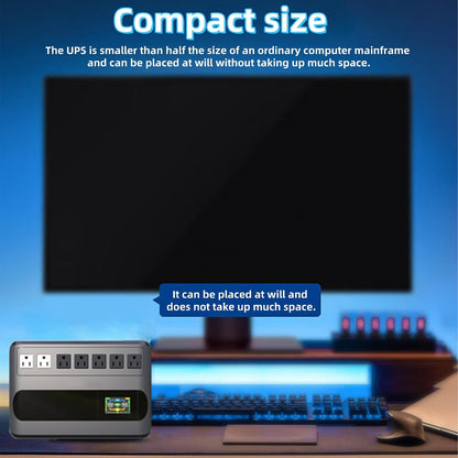 1000VA 500W Offline UPS LCD Battery Backup and Surge Protector for Computer
