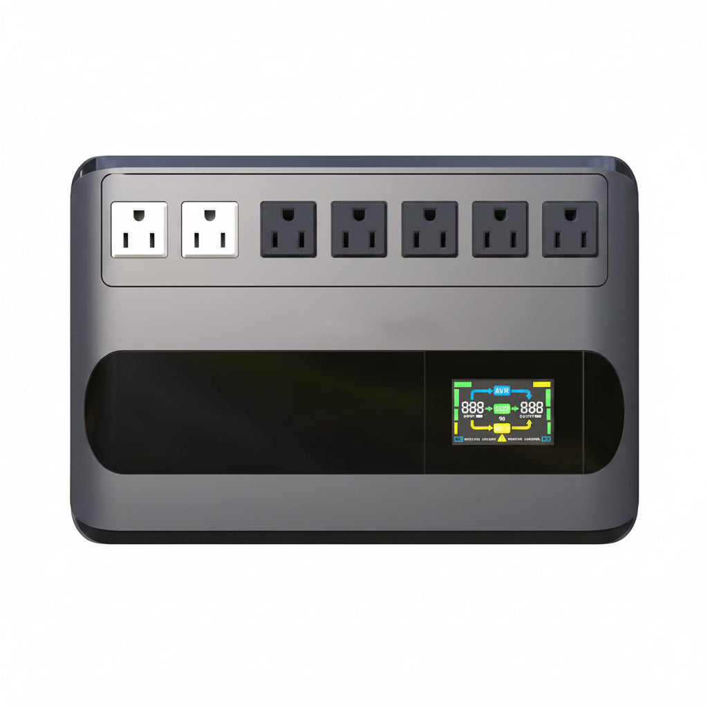 1000VA 500W Offline UPS LCD Battery Backup and Surge Protector for Computer