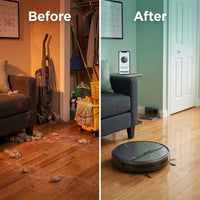 Robot Vacuum and Mop Combo, 2-In-1 Robot Vacuum Cleaner, Perfect for Pet Hair, Hard Floor and Carpet, Anti-Bump, Anti-Fall, App, Voice and Remote Control — Before & After
